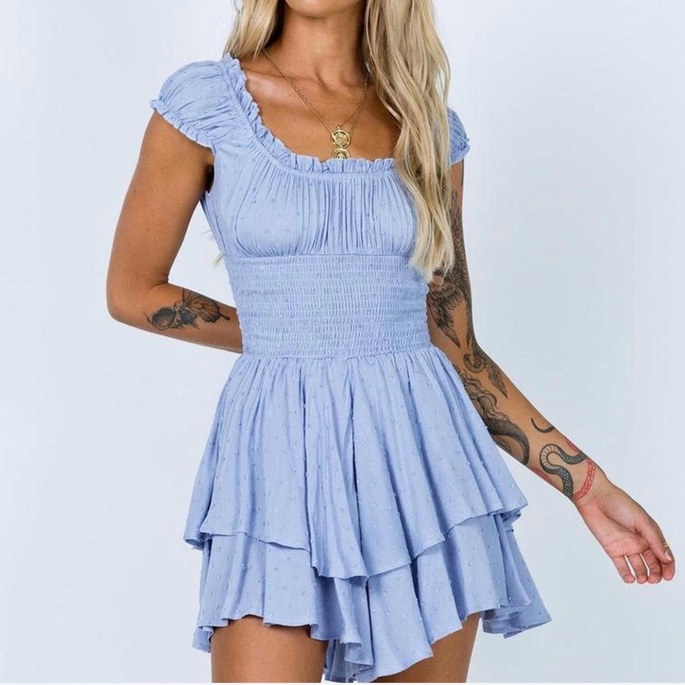 Urban Outfitters Rosie Smocked Tiered Ruffle Romper